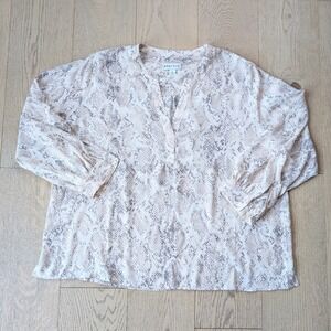 AVA & VIVโ Snakeskin Animal Print Blouse Long Sleeve Womens Top 2X